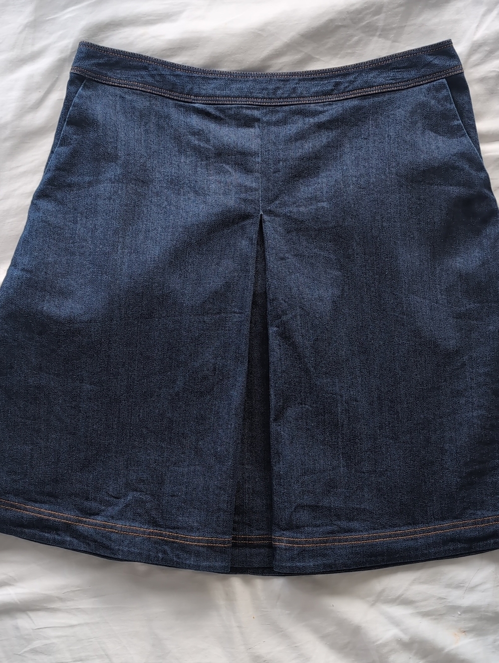 Pink Tartan Dark Denim Pleated A-Line Skirt Size 8